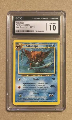 2001 Pokemon Neo Discovery Kabutops Card 25/75 CGC 10 - Image 1