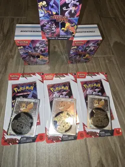 Pokemon TCG Destined Rivals Booster Bundle Lot Of 3 + 3 Eevee Blister Packs - Image 3