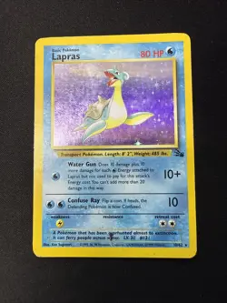 Lapras 10/62 Fossil Set Holo Rare WOTC 1999 Vintage Pokemon TCG Card Rare MP - Image 1
