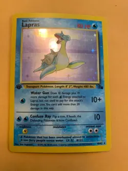 Pokemon TCG LP Lapras 1st Edition Fossil 10/62 Holo Rare - Image 1