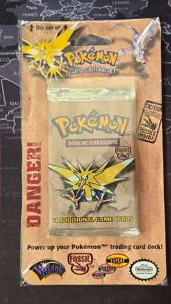 Pokemon Fossil Unlimited Zapdos Artwork Blister Booster Pack FACTORY SEALED!! - Image 1
