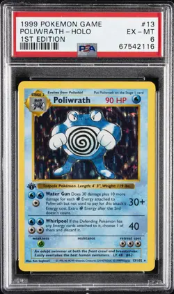 1999 POKEMON BASE SET 1ST EDITION #13 POLIWRATH-HOLO PSA 6 - Image 1