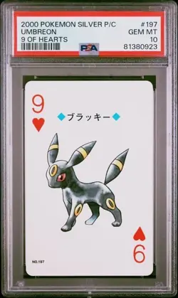 UMBREON PSA 10 Pokemon Silver Version Playing Card 9 OF HEARTS 197 Poker Low Pop - Image 1