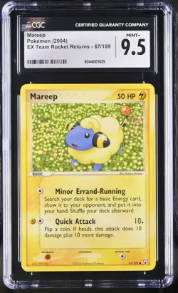CGC 9.5 MINT+ Mareep 2004 EX Team Rocket Returns 67/109 Pokemon Card - Image 1