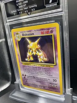 GG 7 Alakazam 1/102 Base Set Holo Pokemon Card Excellent WOTC vintage - Image 3