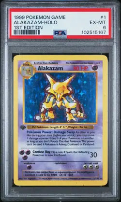 1999 POKEMON BASE SET 1ST EDITION #1 ALAKAZAM-HOLO PSA 6 - Image 1