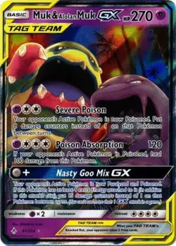 x1 Muk & Alolan Muk Tag Team GX - 61/214 - Ultra Rare Pokemon SM10 Unbroken Bond - Image 1