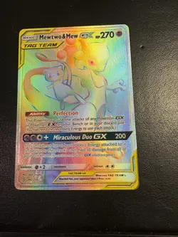 Pokemon Mewtwo Mew Tag Team GX TCG Unified Minds 242/236 Secret Rare Rainbow - Image 1