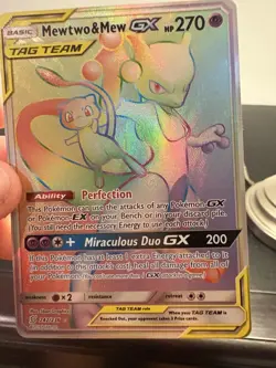 Pokemon Mewtwo Mew Tag Team GX TCG Unified Minds 242/236 Secret Rare Rainbow - Image 4