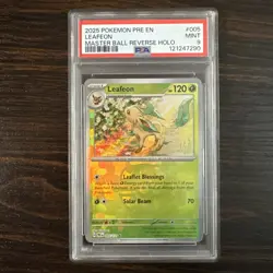 Leafeon Master Ball Pattern 005/131 PSA 9 Sv: Prismatic Evolutions Holo Pokemon - Image 1