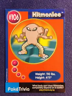 Pokemon - 1999 Burger King PokeTrivia Promo Card - Hitmonlee #106 LP - Image 1