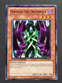 Versago the Destroyer Limited Edition GLD4-EN006 Yu-Gi-Oh trading card. - Image 1