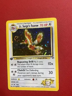 Lt. Surge's Fearow 007/132 Gym Heroes Holo 1st Edition Pokemon Card TCG - Image 5