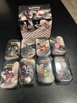 Pokemon TCG Black Bolt -White Flare Unova Mini Tin Set of 8 with Display Box - Image 1