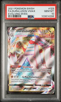 2021 POKEMON SWORD & SHIELD EVOLVING SKIES #123 FULL ART/DURALUDON VMAX PSA 10 - Image 1