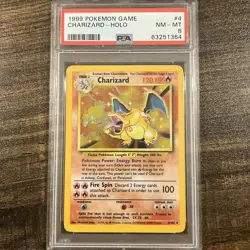 1999 POKEMON BASE SET UNLIMITED #4 CHARIZARD-HOLO PSA 8 - Image 1