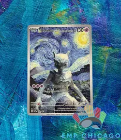 Pokemon Mewtwo Starry Night Van Gogh Beautiful Moon ACG Star Trading Card NM - Image 1