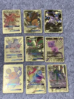 Set of 31 Pokemon Charizard,Dragonite,Snorlax+++ Gold Foil Fan Art Display Cards - Image 2