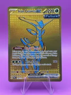 Pokemon TCG Prismatic Evolutions-Iron Leaves EX Hyper Rare Gold Card 176/131 NM - Image 1