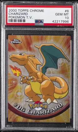 2000 TOPPS CHROME POKEMON T.V. #6 CHARIZARD PSA 10 - Image 1