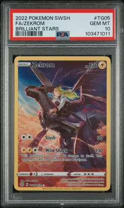 2022 POKEMON SWORD & SHIELD BRILLIANT STARS #TG05 FULL ART/ZEKROM PSA 10 - Image 1