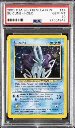 2001 POKEMON NEO REVELATION #14 SUICUNE-HOLO PSA 10 - Image 1
