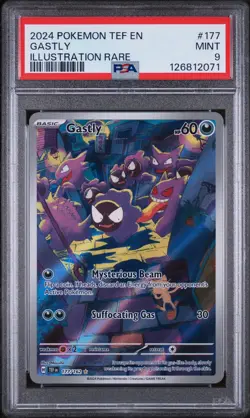 2024 POKEMON TEF EN-TEMPORAL FORCES ILLUSTRATION RARE #177 GASTLY PSA 9 - Image 1