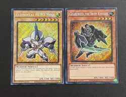 2025 YUGIOH 1ST ED BLMM SECRET RARE CHIBI E HERO NEOS & GEARFRIED NM SET - Image 1