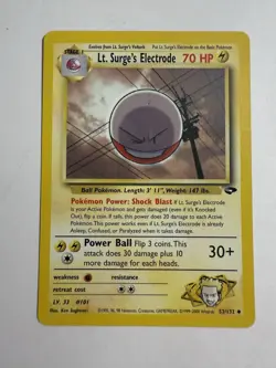 LP Lt. Surge's Electrode 52/132 Gym Heroes Regular Pokemon card English - Image 1