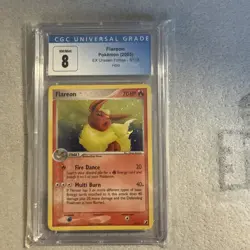 Pokemon TCG Flareon EX Holo Card Unseen Forces 5/115 Rare CGC 8 NM PSA - Image 1