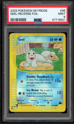 PSA 9 MINT Seel Reverse Holo Skyridge Pokemon Card 95/144 GU1 - Image 1