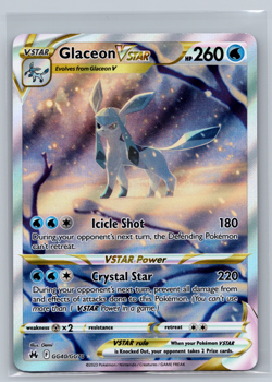 Pokemon TCG Crown Zenith Galarian Gallery Glaceon VSTAR Holo Card GG40/GG70 - Image 1