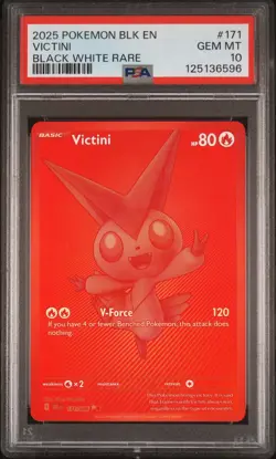 2025 POKEMON BLK EN-BLACK BOLT BLACK WHITE RARE #171 VICTINI PSA 10 - Image 1