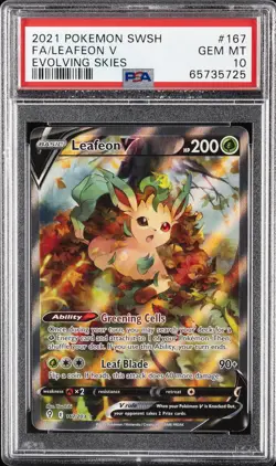 2021 POKEMON SWORD & SHIELD EVOLVING SKIES #167 FULL ART/LEAFEON V PSA 10 - Image 1