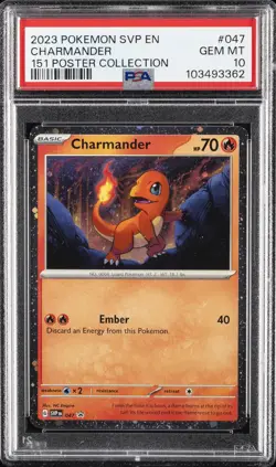 2023 POKEMON SVP EN-SV BLACK STAR PROMO 151 POSTER COLL #047 CHARMANDER PSA 10 - Image 1