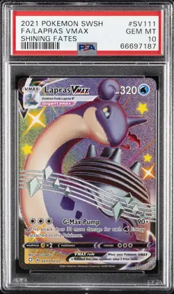 2021 POKEMON SWORD & SHIELD SHINING FATES #SV111 FULL ART/LAPRAS VMAX PSA 10 - Image 1
