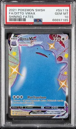 2021 POKEMON SWORD & SHIELD SHINING FATES #SV119 FULL ART/DITTO VMAX PSA 10 - Image 1