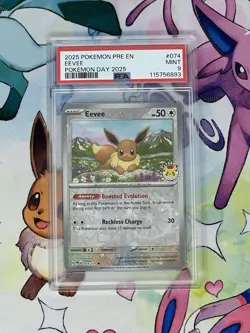 Pokemon TCG Eevee 74/131 Pokemon Day 2025 Promo PSA 9 - Image 1