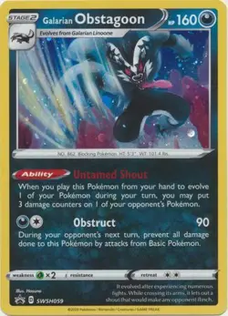 GALARIAN OBSTAGOON SWSH059 PROMO POKEMON (COSMO HOLO RARE, NM) - Image 1