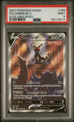 2021 POKEMON SWORD & SHIELD EVOLVING SKIES #189 FULL ART/UMBREON V PSA 9 - Image 1