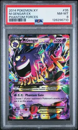 2014 POKEMON XY PHANTOM FORCES #35 M GENGAR EX PSA 8 - Image 1