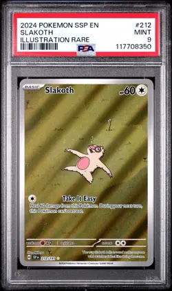 2024 Pokemon SSP EN Slakoth Illustration Rare #212 PSA 9 Mint - Image 1