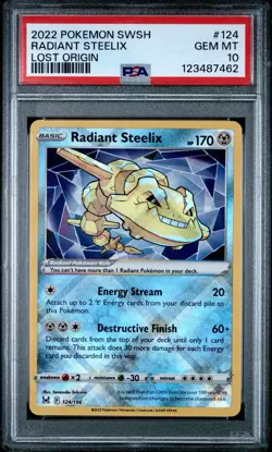 2022 POKEMON SWORD & SHIELD LOST ORIGIN #124 RADIANT STEELIX PSA 10 - Image 1