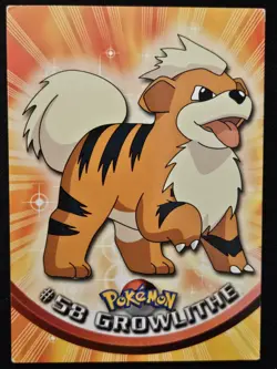 Growlithe #58 Topps Black Label TV Animation Edition Non Holo Pokemon 1999 MP - Image 1