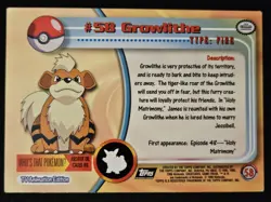 Growlithe #58 Topps Black Label TV Animation Edition Non Holo Pokemon 1999 MP - Image 2