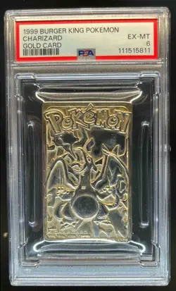 1999 Burger King Pokemon Charizard Gold Card #NNO PSA 6 EX-MT - Image 1