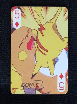 Pikachu Raichu Nintendo Pocket Monsters Ash & Back Playing Cards #5D 1999 - Image 1