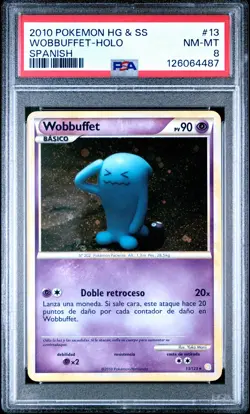 2010 POKEMON HEARTGOLD & SOULSILVER SPANISH #13 WOBBUFFET-HOLO PSA 8 - Image 1