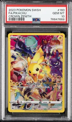 2023 POKEMON SWORD & SHIELD CROWN ZENITH #160 FULL ART/PIKACHU PSA 10 - Image 1