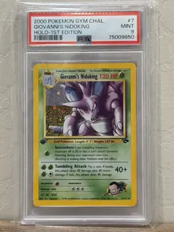 Pokemon 2000 Gym Challenge Giovanni's Nidoking 1st Edition Holo #7/132 PSA 9 - Image 1